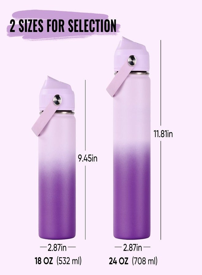 Fijinhom 18oz Insulated Stainless Steel Water Bottle, Wide Mouth Double Wall Vacuum, Silicone Straw, Sweat & Leak Proof, BPA Free Insulated Water Flask for Travel, Purple Gradient - Image 2