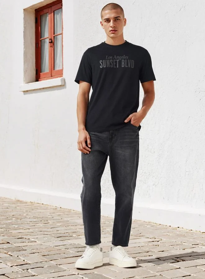 سبلاش فيڤ تيشيرت بياقة دائرية وطبعة حروف