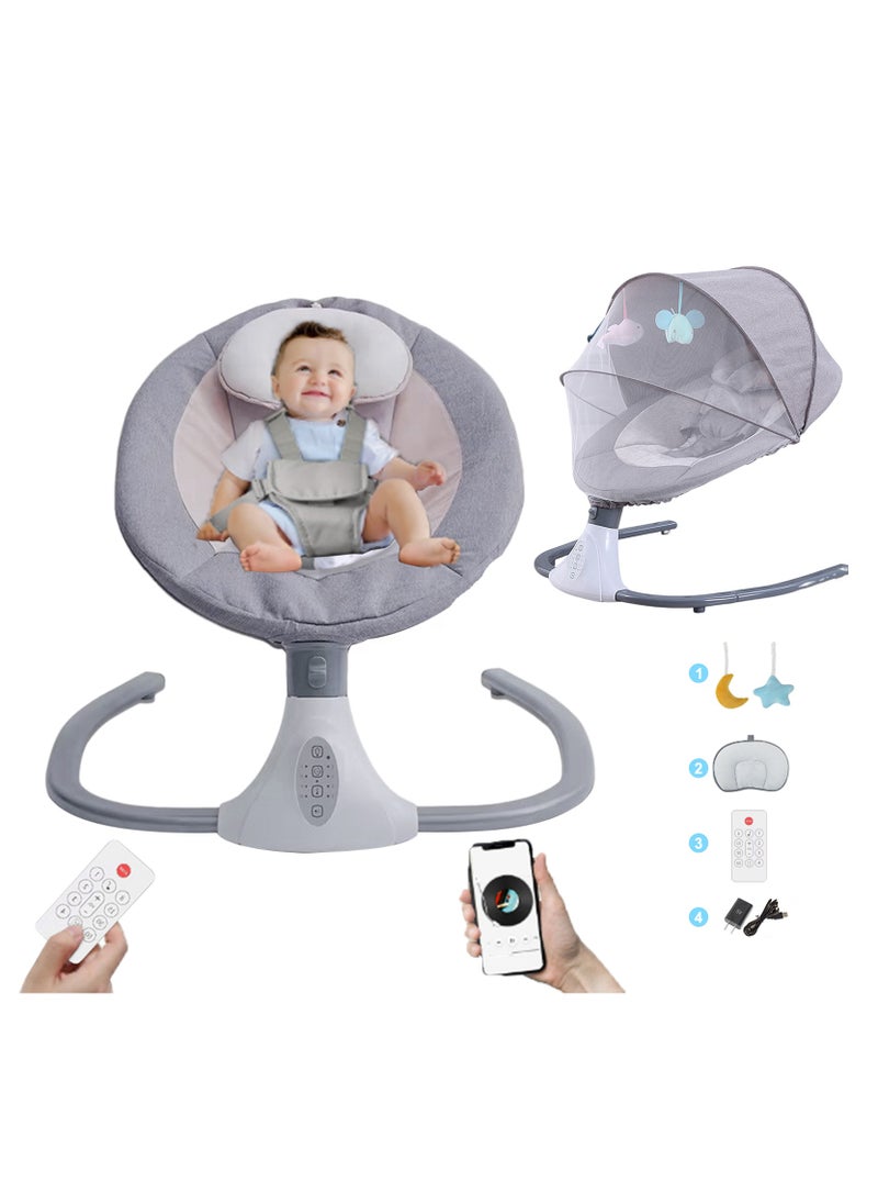 Generic - Electric Baby Swing for Infants with Toys, Bluetooth Swing, Music Speaker with 12 Preset Lullabies, Remote Control - Image 1