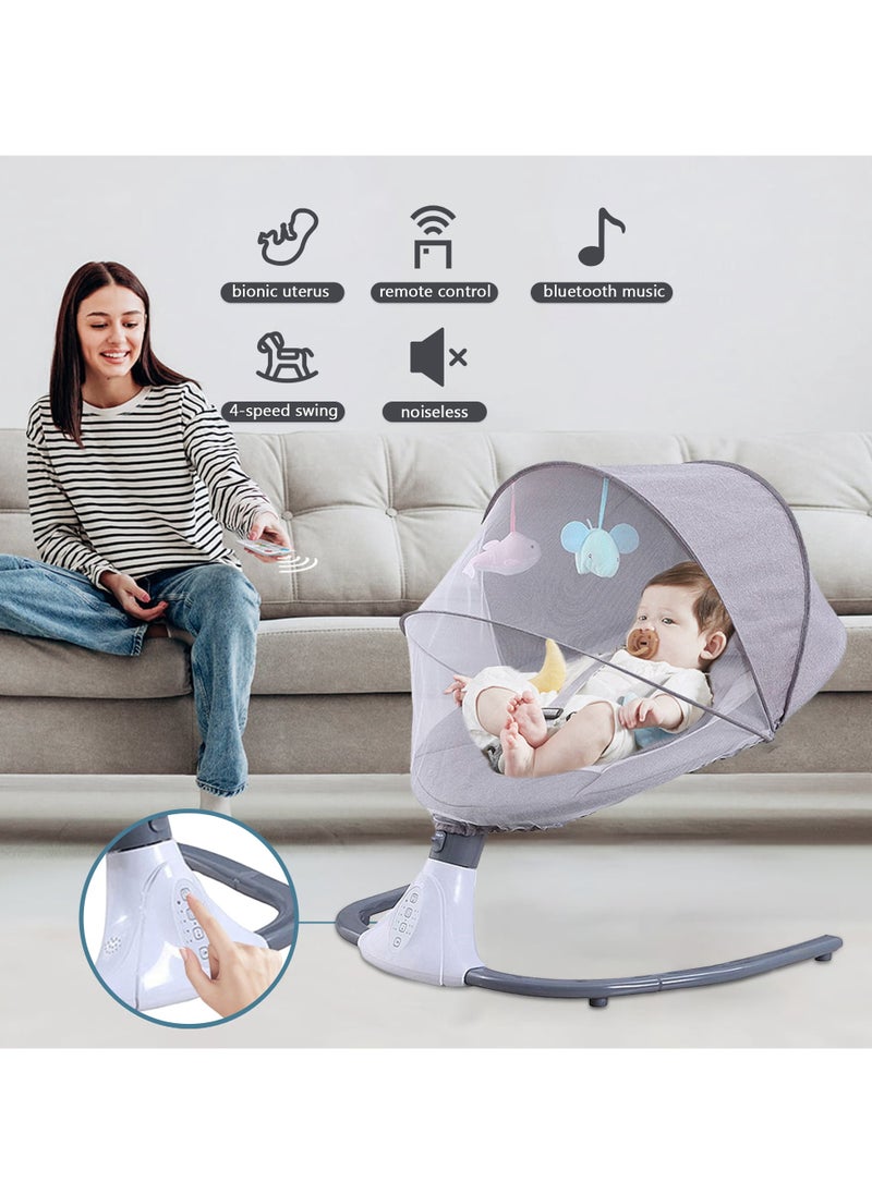 Generic - Electric Baby Swing for Infants with Toys, Bluetooth Swing, Music Speaker with 12 Preset Lullabies, Remote Control - Image 1