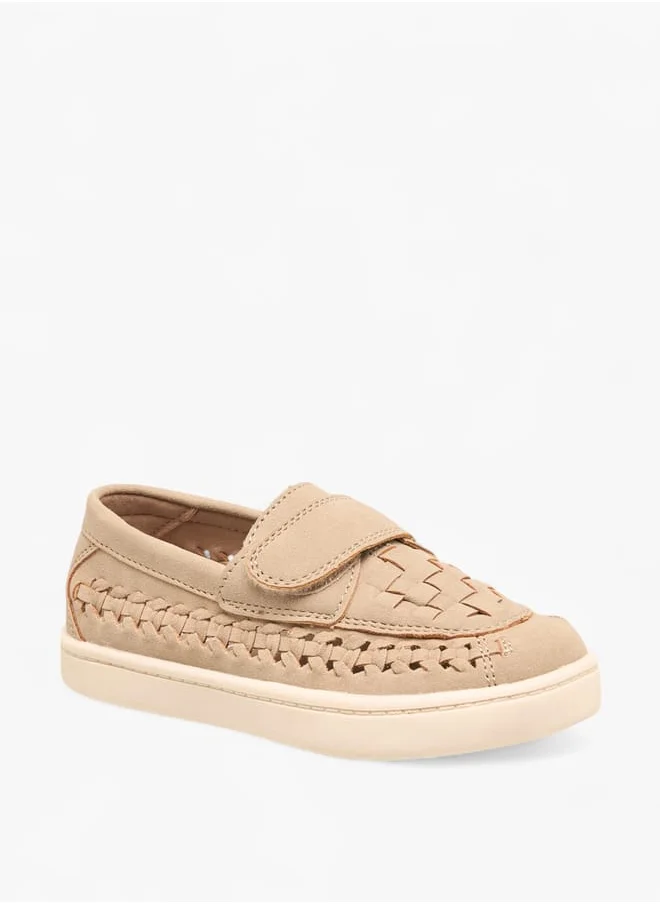 حافي القدمين Boys Weave Textured Loafers With Hook And Loop Closure Ramadan Collection