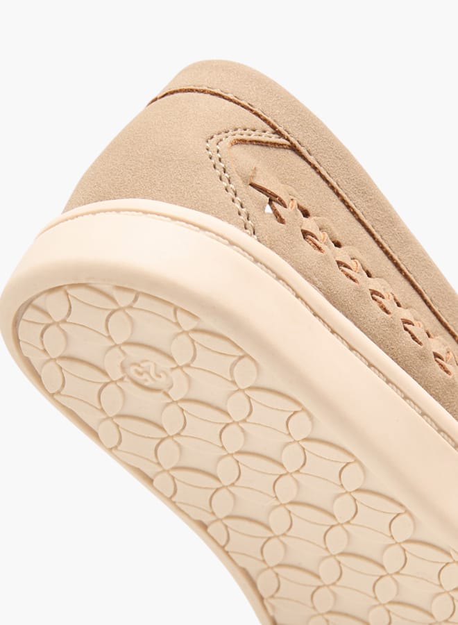 Boys Weave Textured Loafers With Hook And Loop Closure