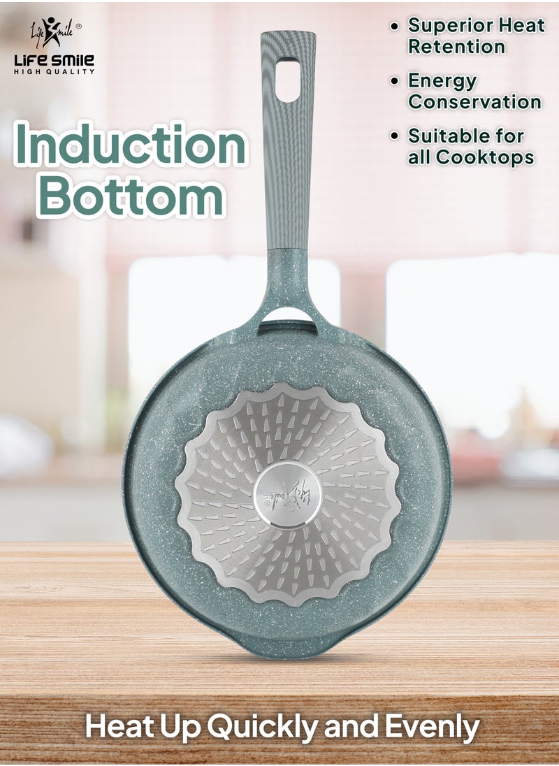 Life Smile (28CM) Deep Frying Pan With Lid - Multi Layer Non Stick Granite Coating | Multiple Hob Compatibility | Heat-Resistant Handle Hanging Loop | Induction bottom (4.2L)  - Image 2