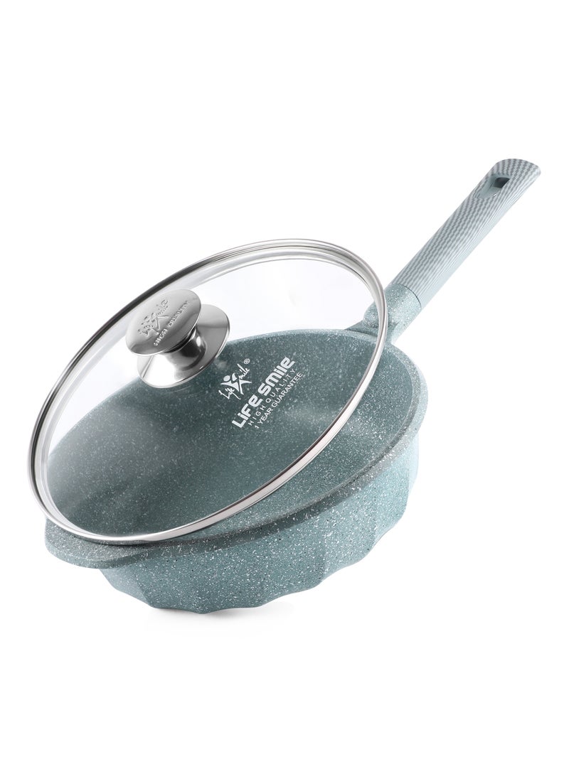 Life Smile (28CM) Deep Frying Pan With Lid - Multi Layer Non Stick Granite Coating | Multiple Hob Compatibility | Heat-Resistant Handle Hanging Loop | Induction bottom (4.2L)  - Image 1
