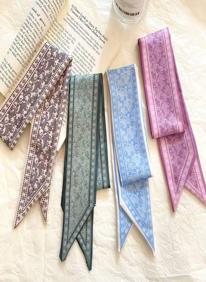 MsAnya 8Pcs Fashion Scarves for Women, Multifunctional Boho Scarves Headbands Satin Scarf for Bag Hair Accessories (boho02khaki, 8 pcs) - Image 4
