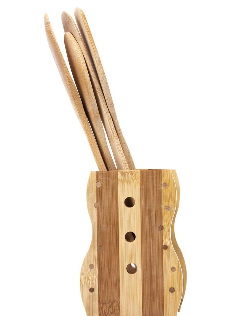 بيسبل 5 قطع من أدوات المطبخ من الخيزران العضوي، بني، BB3554 - Image 4