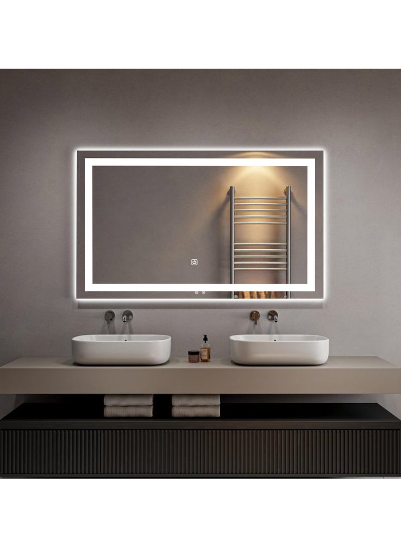 Echo Horizontal Rectanlge Shape LED Smart Mirror with Frameless Design with LED Lighting, Touch Control, Bathroom and Vanity Mirror 60 X 80 Cm - Image 1