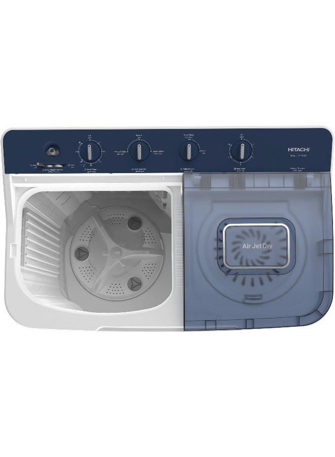 HITACHI 15 kg Twin Tub Washing Machine Plastic body White Blue lid LTT15JWTPFB White & Blue - Image 4