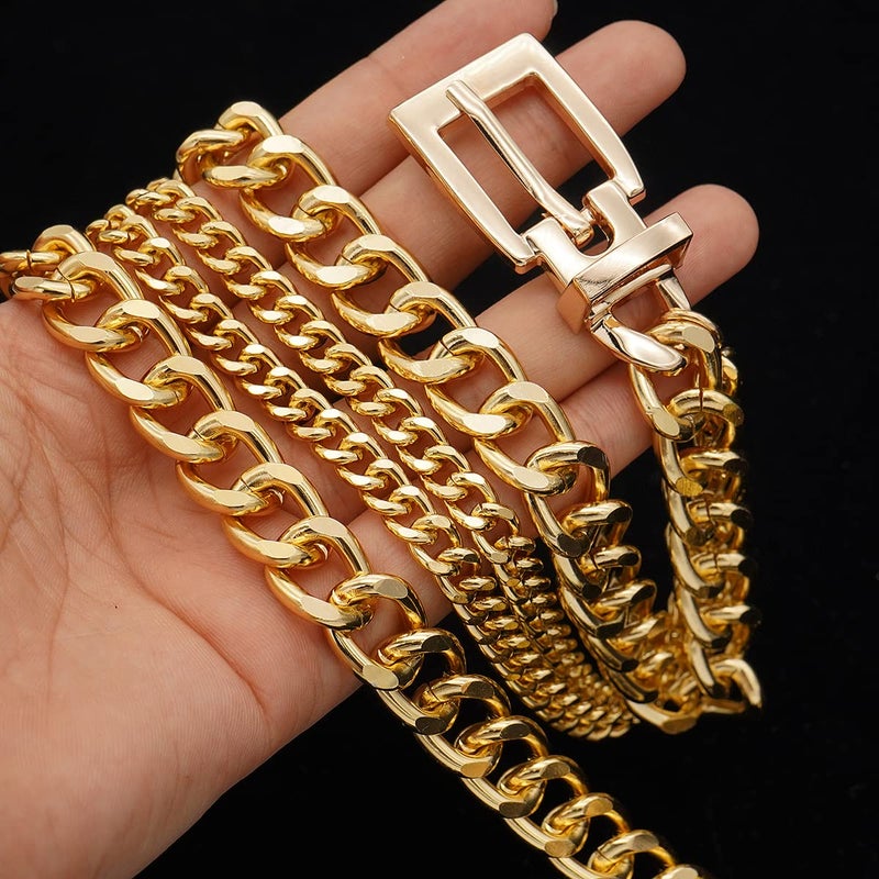 Suyi Chain Belt for Women Girls Gold Metal Waist Chain Multilayer Chunky Chain Belts for Dress Plus Size 130CM Gold - Image 4