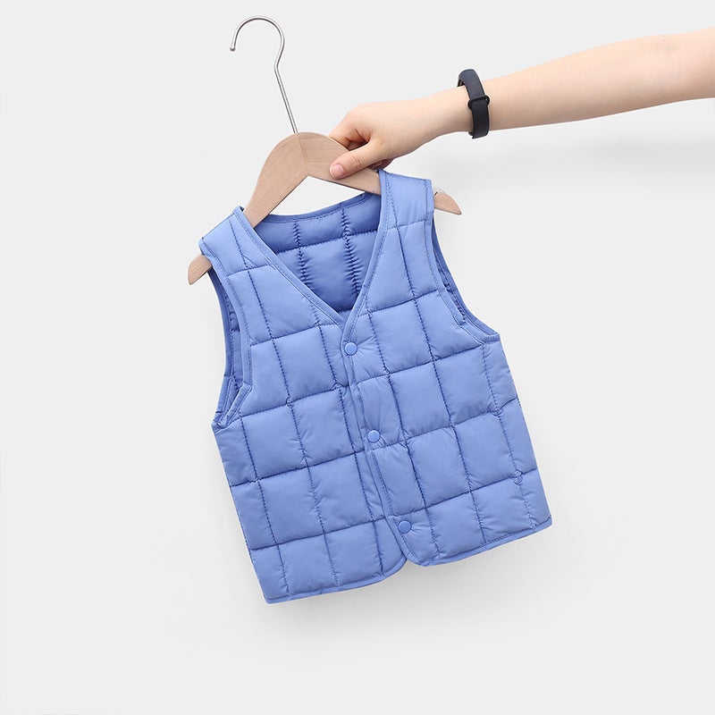2021 Fall Winter Kids Padded Vest Warm Sleeveless Jacket Blue