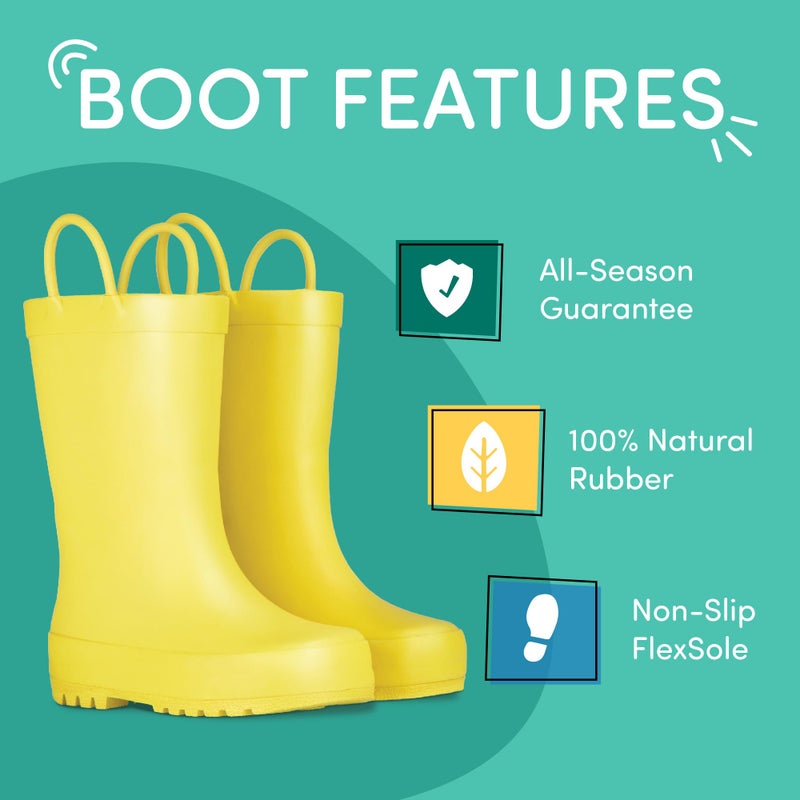 LONECONE Lone Cone Elementary Collection - Premium Natural Rubber Rain Boots with Matte Finish for Toddlers and Kids, Sunshine Yellow, Toddler 8 - Image 2