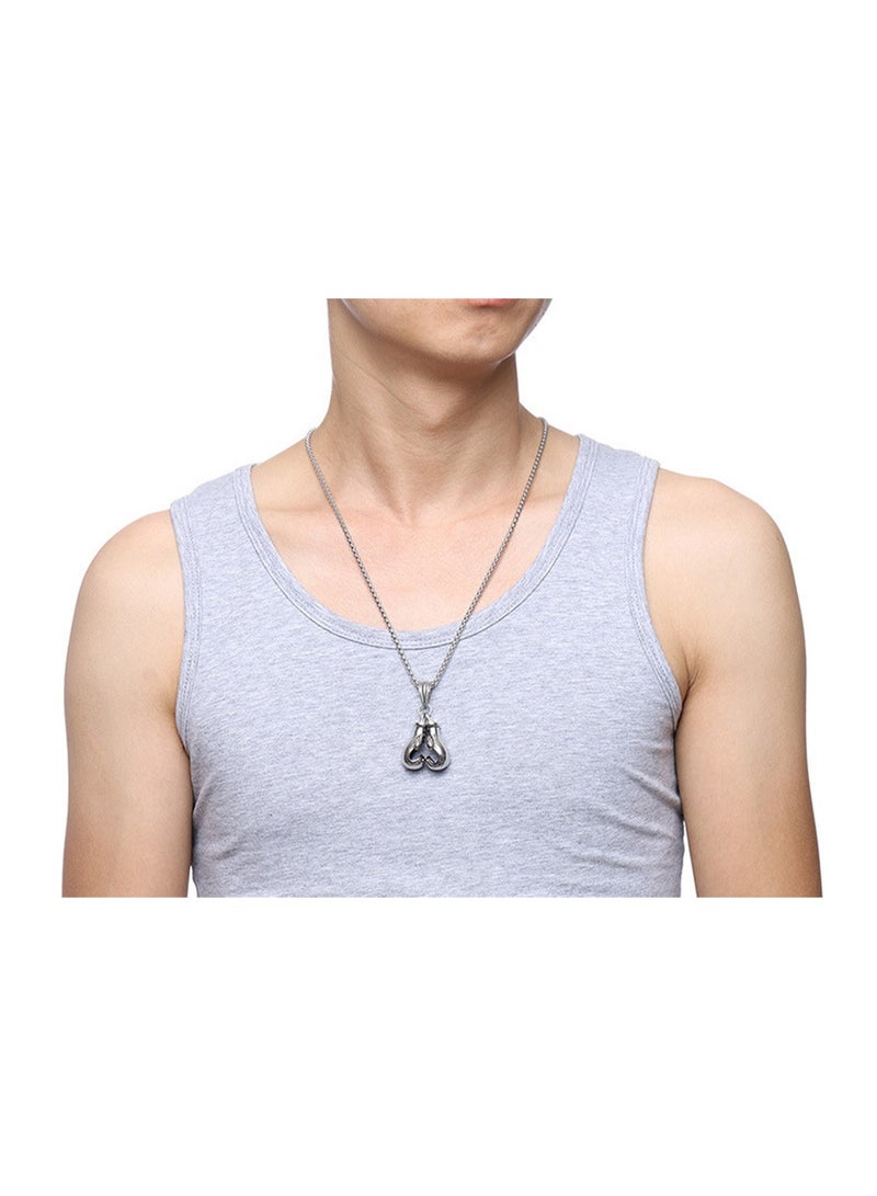 Men's Hip Hop Punk Stainless Steel Motorcycle Boxing Gloves Necklace Pendant Necklace - Image 5