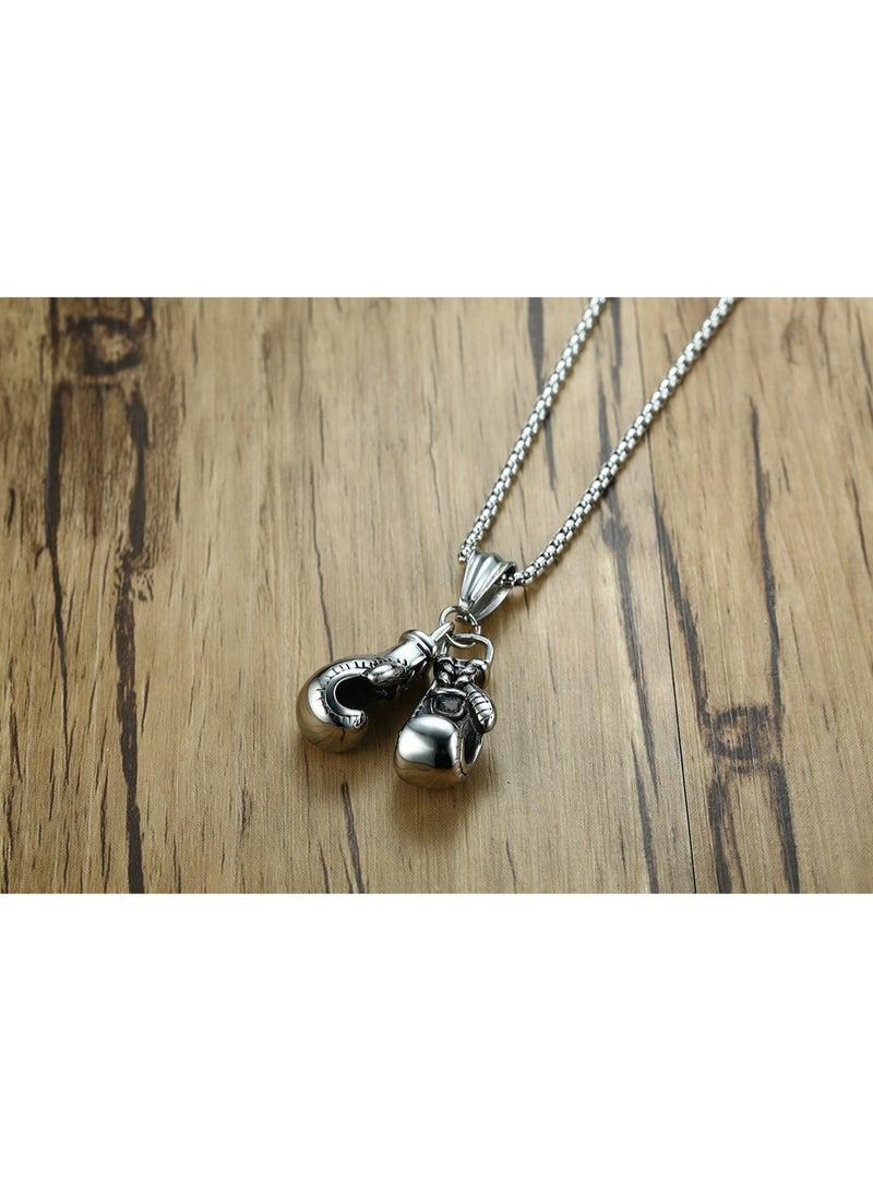 Men's Hip Hop Punk Stainless Steel Motorcycle Boxing Gloves Necklace Pendant Necklace - Image 4