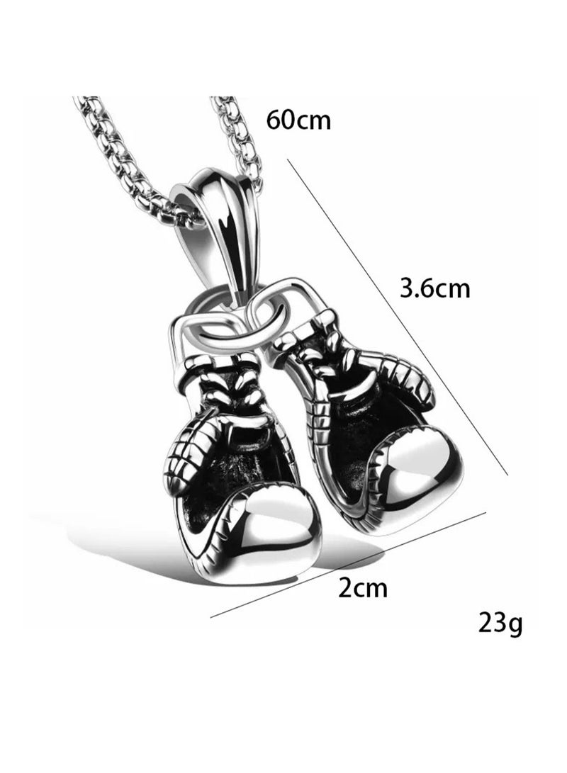 Men's Hip Hop Punk Stainless Steel Motorcycle Boxing Gloves Necklace Pendant Necklace - Image 2
