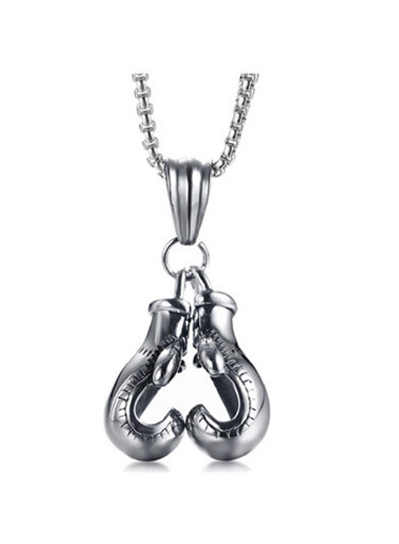 Men's Hip Hop Punk Stainless Steel Motorcycle Boxing Gloves Necklace Pendant Necklace - Image 1