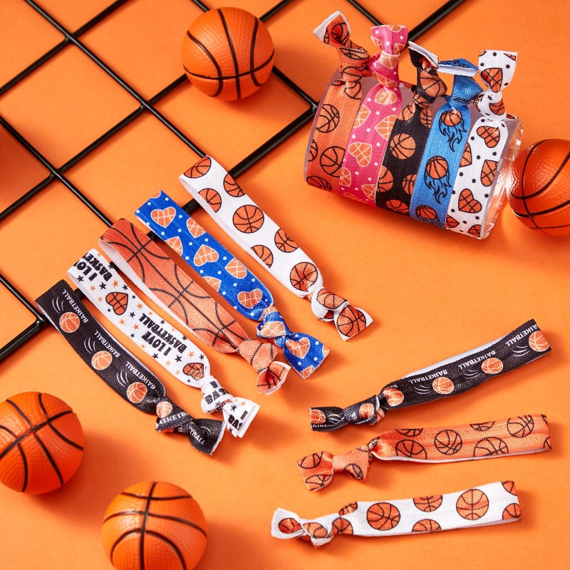 Hanaive 20 Pcs Basketball Hair Ties Girls Basketball Gifts Elastic Ponytail Holders No Crease Ribbon Hair Bands for Women, Player, and Coaches, 10 Styles - Image 2