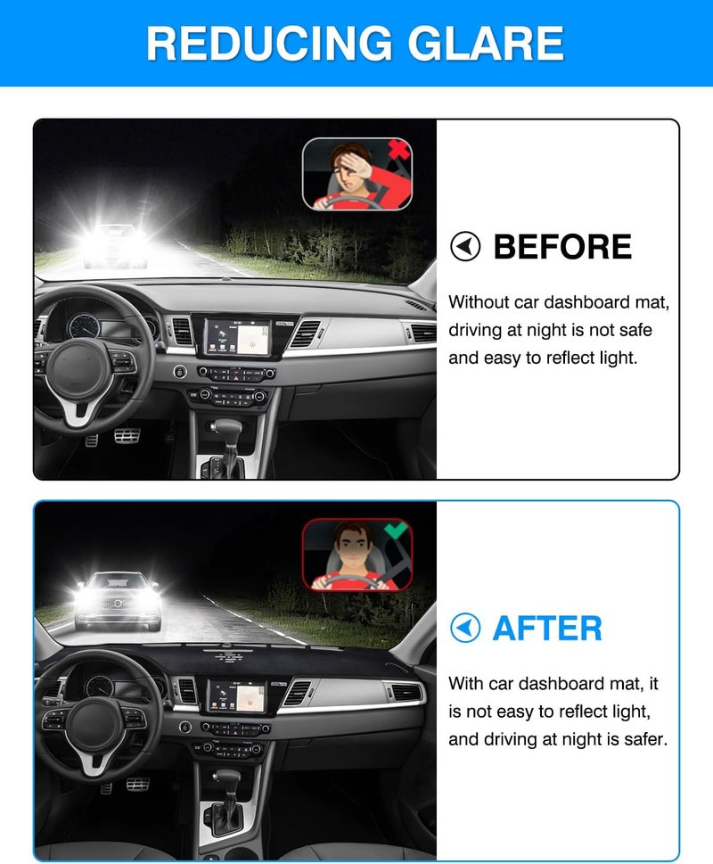 Autorder غطاء لوحة القيادة المخصص من أوتوردير لسيارة كيا نيرو 2017-2022 - واقي شمس غير قابل للانزلاق من الفلانيل - Image 4