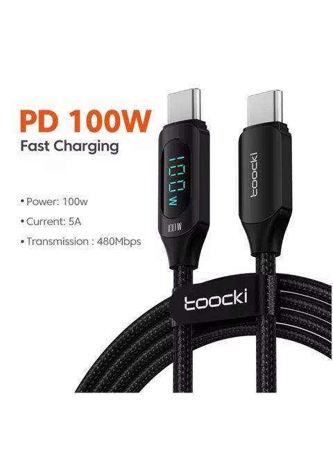 Toocki Type C to Type C Cable 100W  Fast Charging cable with  Display