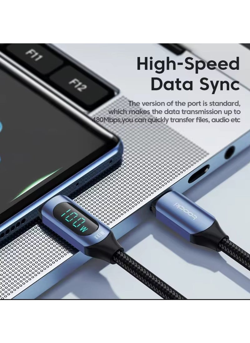 toocki Toocki Type C to Type C Cable 100W  Fast Charging cable with  Display  - Image 2