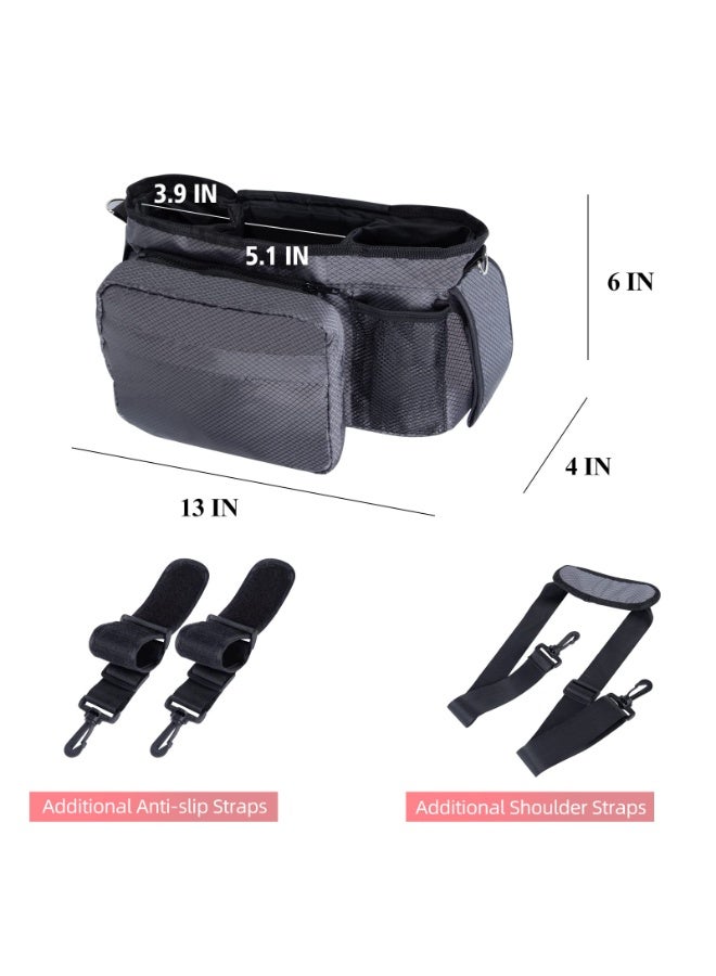 jaexest Universal Baby Stroller Organizer Bag With 2 Insulated Cup Holders, Anti-Slip Straps Waterproof Stroller Caddy Storage Bag Fit All Strollers Jogger Carriage Foldable Stroller, Detachable Shoulder Strap Large Capacity Diaper Phone Toy Storage Pouch For Mom - Image 3