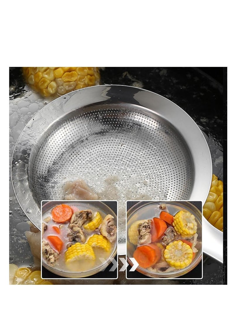 Excefore مصفاة شبكية دقيقة من الفولاذ المقاوم للصدأ، 2 قطع S+L مصفاة شبكية دقيقة من الفولاذ المقاوم للصدأ لتصفية الزيت وإزالة الدهون والرغوة، ملعقة شبيكة دقيقة بمقبض طويل وثقوب كبيرة - Image 4