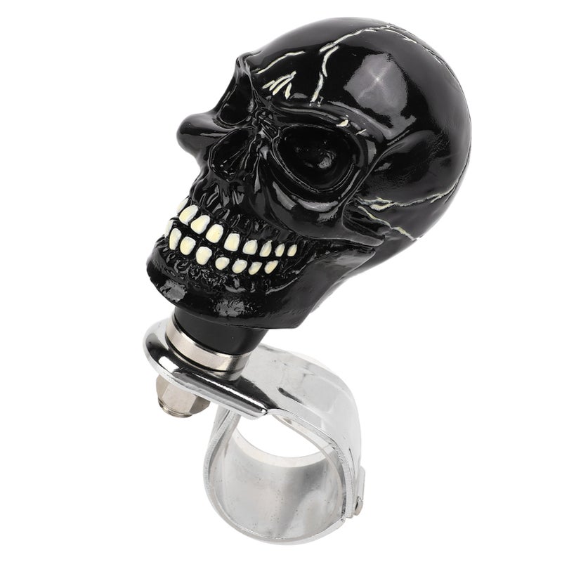 Skull Shape Steering Wheel Knob 3cm Diameter Resin Turn Knob Spinner Booster for Cars Trucks Tractors Boats Black - Image 4