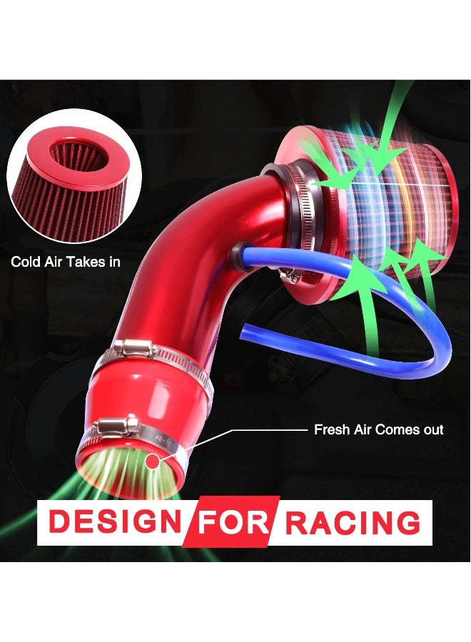 Topleo 76mm Universal Car Air Intake Kit High Flow Cold Air Intake Induction Pipe Hose Kit with Modification Air Filter Compatiable with 76mm or 64mm Air Intake Hose - Image 3