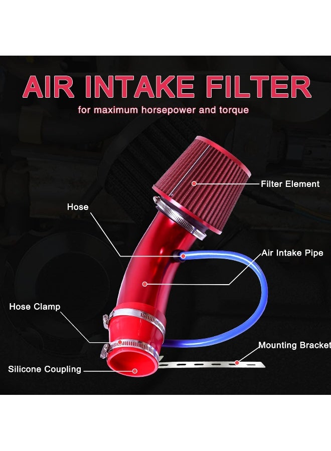 Topleo 76mm Universal Car Air Intake Kit High Flow Cold Air Intake Induction Pipe Hose Kit with Modification Air Filter Compatiable with 76mm or 64mm Air Intake Hose - Image 4