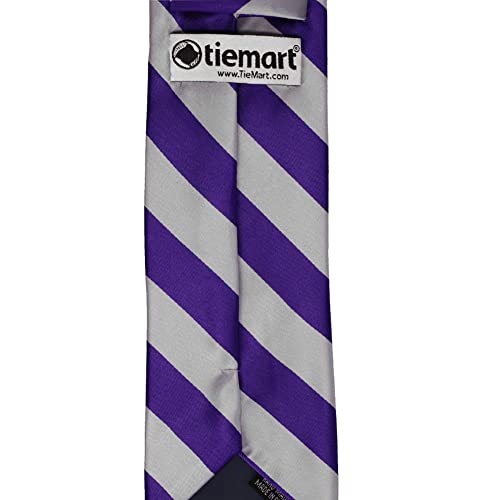 tiemart Striped Tie (Dark Purple and Silver) - Image 3