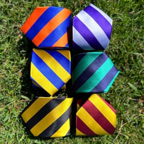 tiemart Striped Tie (Dark Purple and Silver) - Image 2