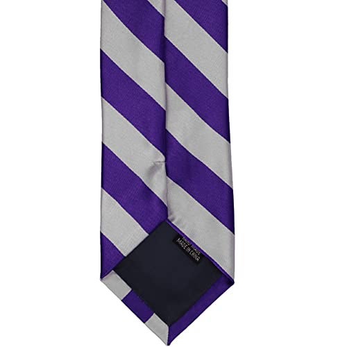 tiemart Striped Tie (Dark Purple and Silver) - Image 4