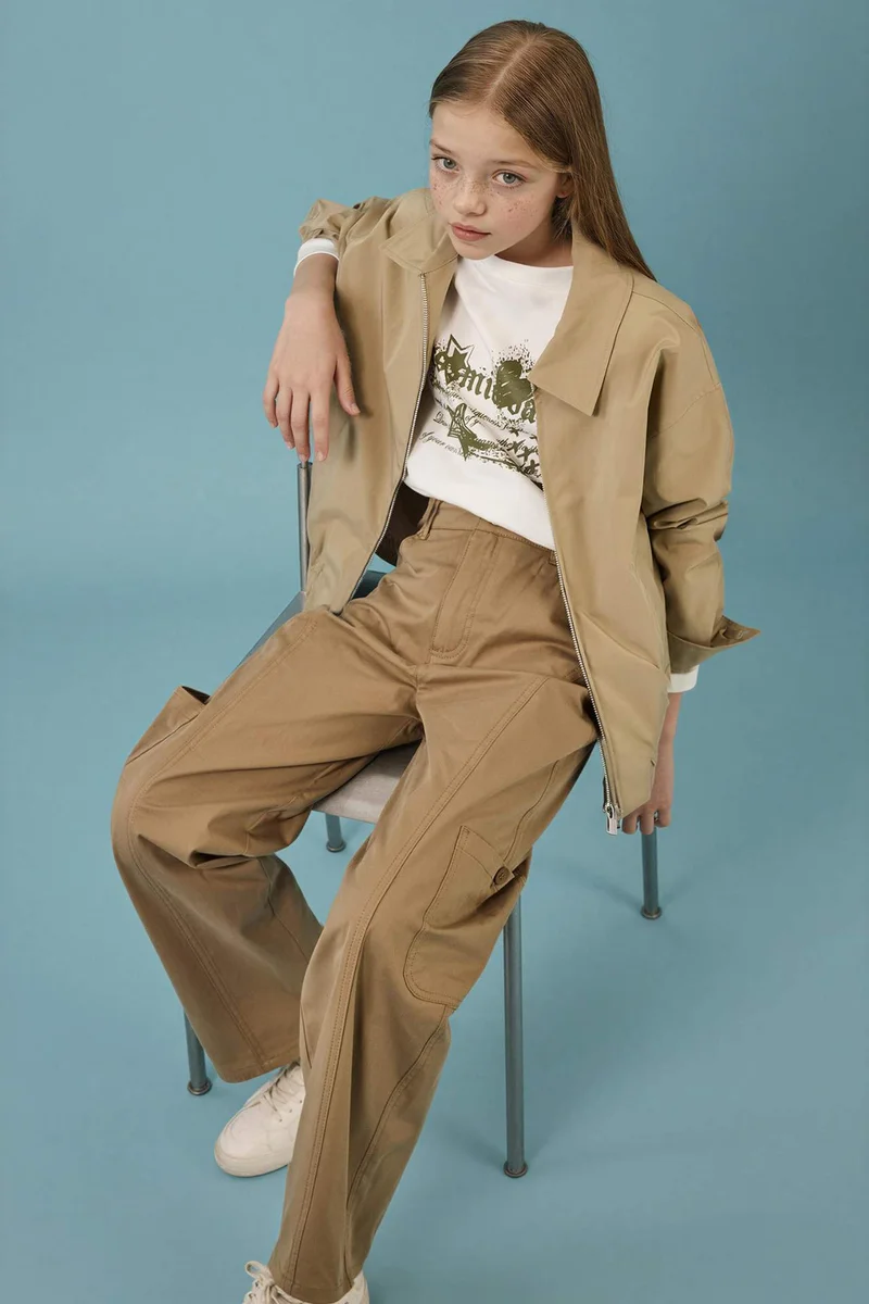DeFacto Girl Baggy Fit Gabardine Trousers