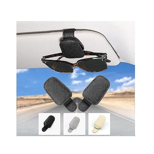 PLENARO Sunglass Holder for Car Visor Clip (Pack of 2), Magnetic Leather Car Sunglasses Holder Eyeglass Hanger Clip for Car Visor, Universal Auto Interior Accessories - Image 1