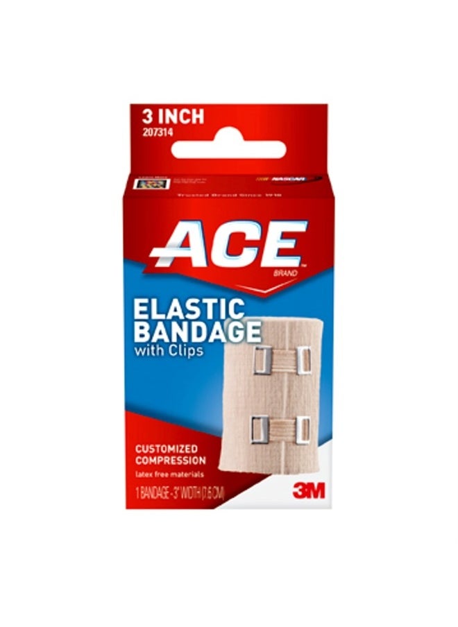 ACE - 3 Inch Elastic Bandage with with Clips, Beige, Great for Elbow, Ankle, Knee and More, 1 Count - Image 1