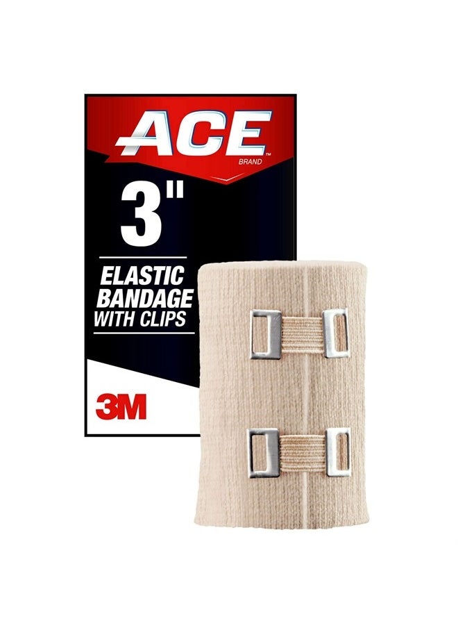 ACE - 3 Inch Elastic Bandage with with Clips, Beige, Great for Elbow, Ankle, Knee and More, 1 Count - Image 1