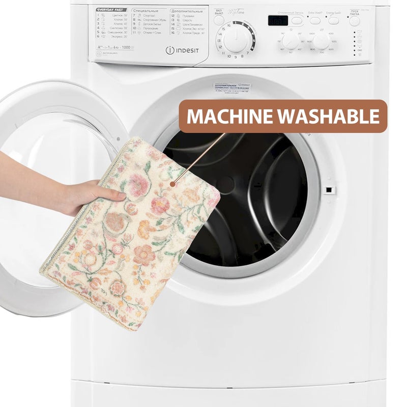 Uphome Boho Bath Mat Beige Floral Small Bathroom Rugs Ultra Soft Non-Slip Vintage Bath Mats Machine Washable Farmhouse Floral Bath Rugs for Bathroom Toilet Sink Tub, 18x26 inch - Image 5