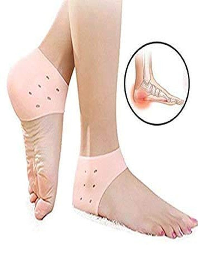 Samip Silicone Gel Heel Pad Socks For anti heel Swelling Pain Relief Dry Hard Cracked Heels Repair Cream Foot Care Ankle Support Cushion Silicone Gel Heel Pad Socks for Pain Relief (Beige, Free Size) - Image 4