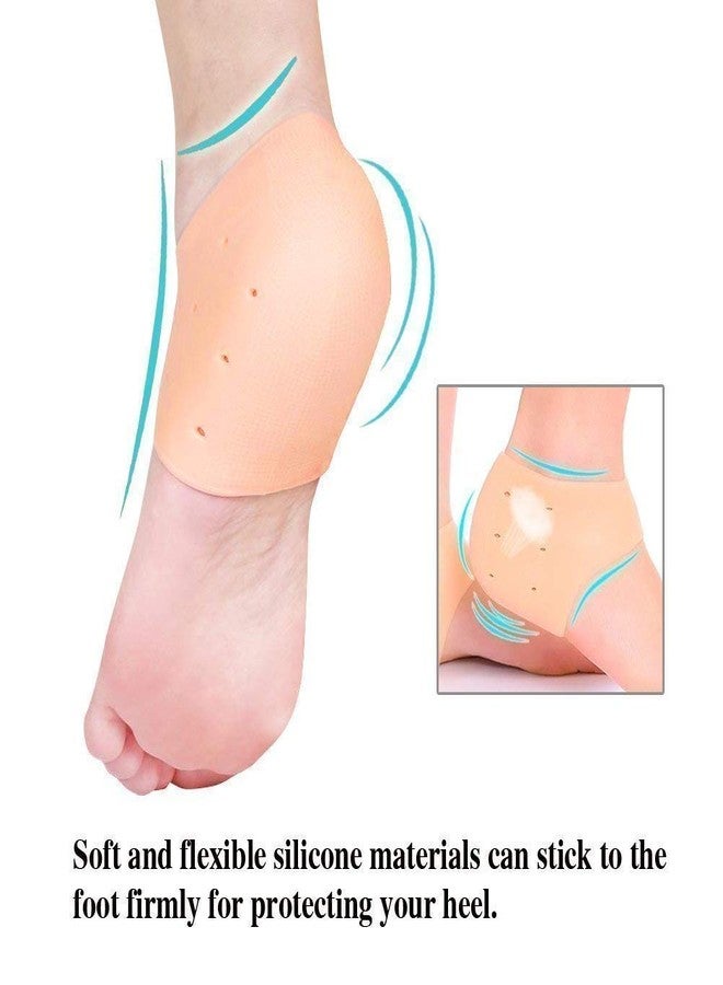 Samip Silicone Gel Heel Pad Socks For anti heel Swelling Pain Relief Dry Hard Cracked Heels Repair Cream Foot Care Ankle Support Cushion Silicone Gel Heel Pad Socks for Pain Relief (Beige, Free Size) - Image 5