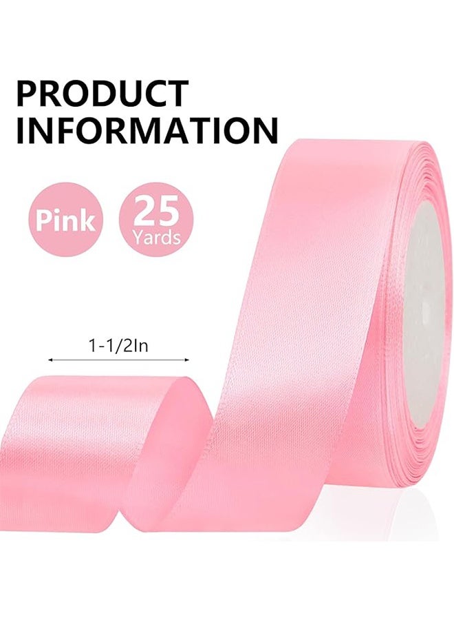 YJ Pink Satin Ribbon 1-1/2 inch, 25 Yards Pink Fabric Ribbon for Gift Wrapping, Crafting, Bouquets, Bows, Balloons, Weddings, Birthday Parties, and Baby Shower Decorations - Image 3