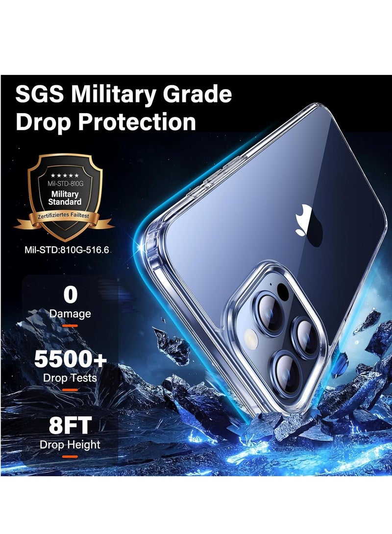 إلترازون 5-in-1 Clear Case for iPhone 15 Pro Max – Never Yellowing, Includes 1 Shockproof Case, 2 Tempered Glass Screen Protectors, 2 Camera Lens Protectors, Military Grade Protection - Image 3