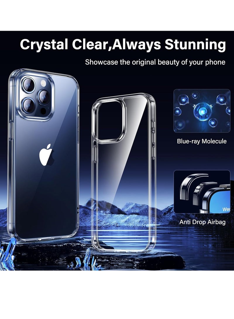 إلترازون 5-in-1 Clear Case for iPhone 15 Pro Max – Never Yellowing, Includes 1 Shockproof Case, 2 Tempered Glass Screen Protectors, 2 Camera Lens Protectors, Military Grade Protection - Image 5