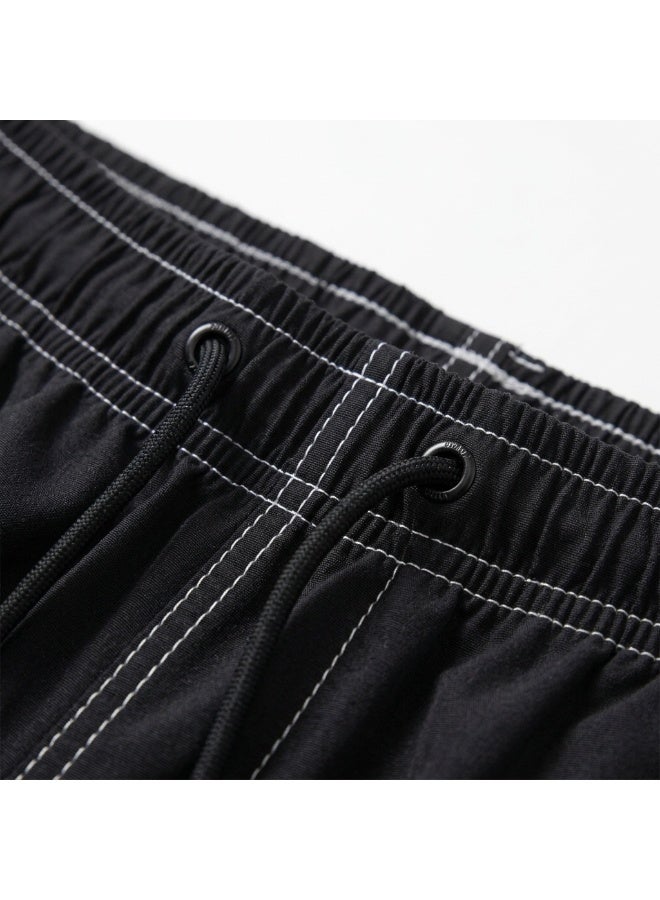 IceZone Men's Quick-Dry IceSurf Board Shorts, Black with Mesh Lining & Drawstring - Image 3