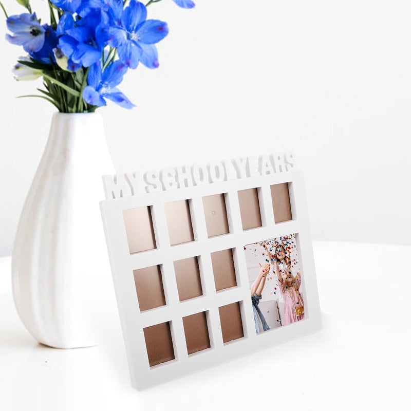 Toyvian School Year Picture Frame Collage for Students Growth Record, White Plastic Picture Frame for Wall and Tabletop Display - Image 3