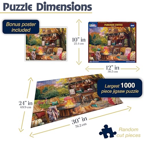 White Mountain 1000 Piece Jigsaw Puzzle Scenic Fall Coffee Puzzles with Large Pieces Gifts for Adults and Family 24x30 Parkside Coffee - Image 5