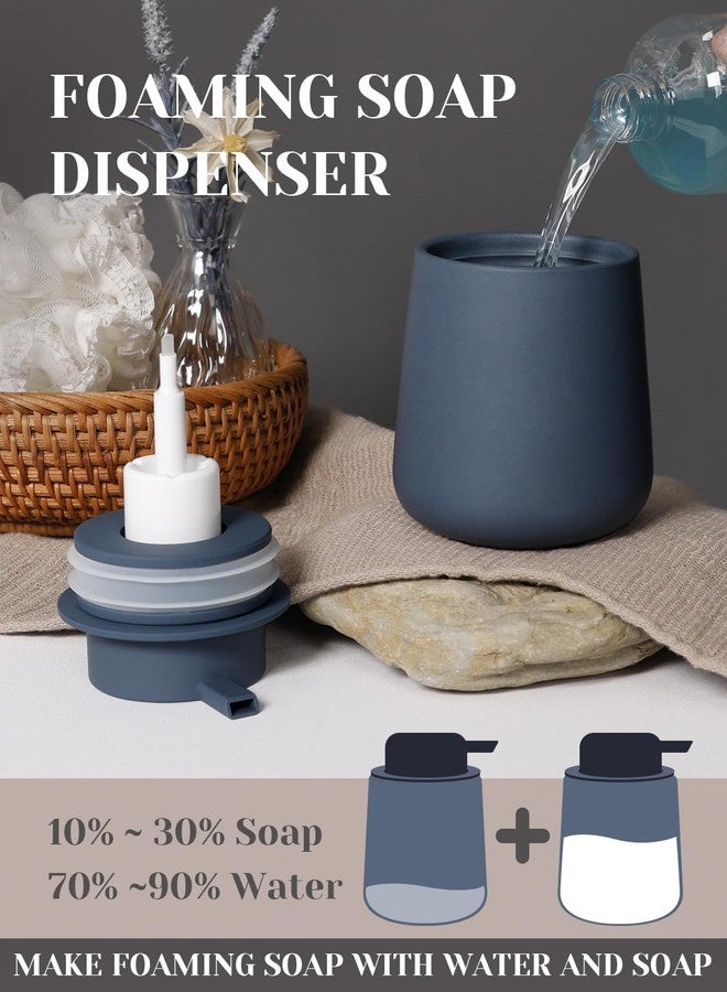 INGOFIN Ceramic Foaming Soap Dispenser - 12 oz Foam Hand Soap Dispenser Bathroom, Ceramic Dish Soap Modern Dish Soap Dispenser with Pump for Kitchen, Matte Blue - Image 3