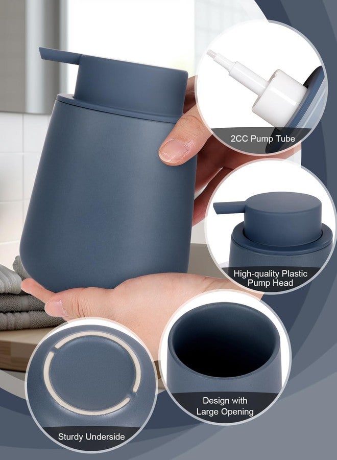 INGOFIN Ceramic Foaming Soap Dispenser - 12 oz Foam Hand Soap Dispenser Bathroom, Ceramic Dish Soap Modern Dish Soap Dispenser with Pump for Kitchen, Matte Blue - Image 4