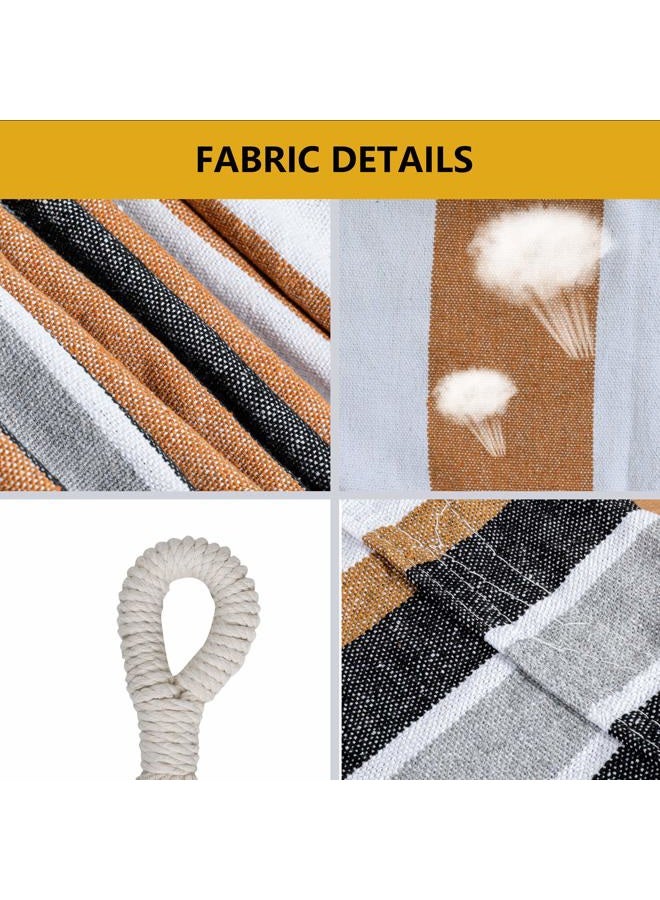 ROOITY Double Hammock Brazilian Hammocks with Portable Carrying Bag,Soft Woven Cotton Fabric, Up to 450 Lbs Hanging for Patio,trees,Garden,Backyard,Porch,Outdoor and Indoor XXX-Large Grey&White Stripe - Image 4