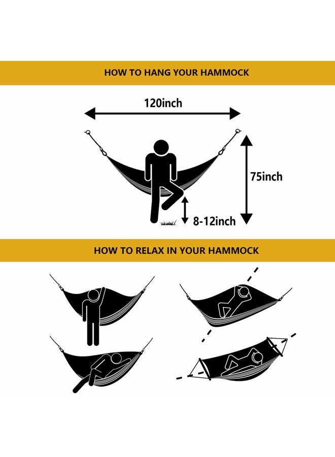 ROOITY Double Hammock Brazilian Hammocks with Portable Carrying Bag,Soft Woven Cotton Fabric, Up to 450 Lbs Hanging for Patio,trees,Garden,Backyard,Porch,Outdoor and Indoor XXX-Large Grey&White Stripe - Image 3