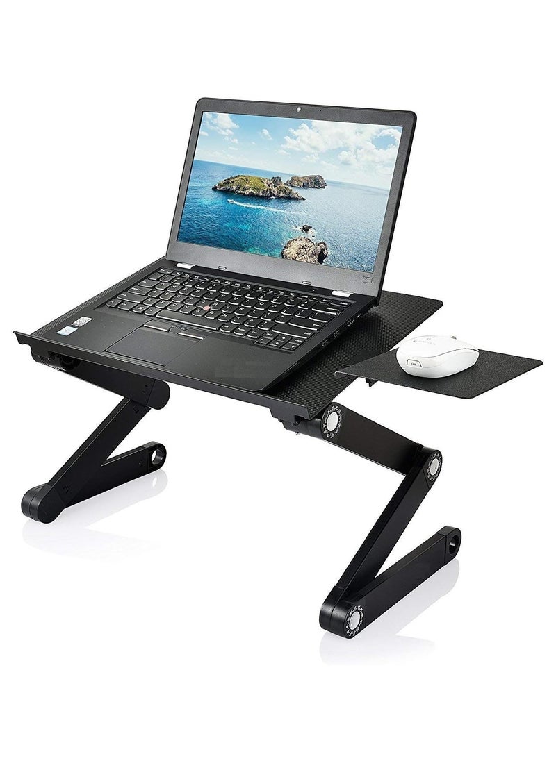 ماركة غير محددة Aluminum Adjustable Laptop & Tablet Stand with Dual Cooling Fans – Foldable Ergonomic Holder – Compatible with All Devices  - Image 1
