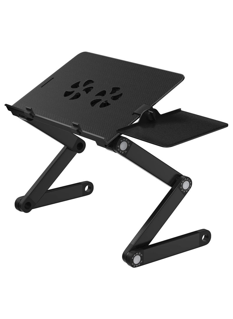 ماركة غير محددة Aluminum Adjustable Laptop & Tablet Stand with Dual Cooling Fans – Foldable Ergonomic Holder – Compatible with All Devices  - Image 2